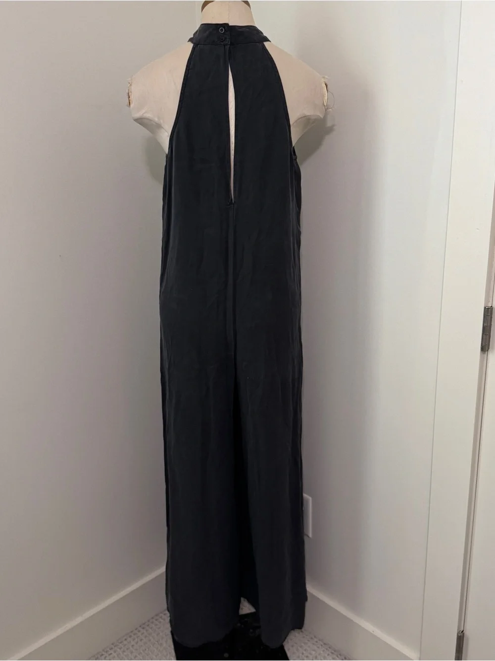 Bella Dahl Small Charcoal Sleeveless High Neck Wide Leg Jumpsuit